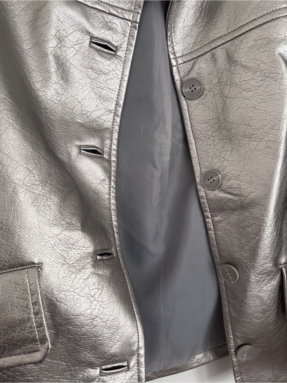 UO Sydney Faux Leather Oversized Dad Jacket at Urban Outfitters Size Small - Picture 7 of 9